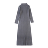 Women Pleated Fashion Office Lady Loose Solid Elegant Mid-calf Turtleneck Autumn Dress