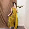 Autumn Women Pleated Fashion New Tidal Pleated Dress Loose Big Size Long Dress