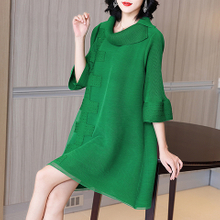 High End Foreign Style Pleated Beaded Dress Spring Dress 2021 New Women's Loose Plus Size Dress