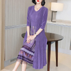 Long Print Spring Dress 2021 New Women's Large Loose And Fake Two Piece Mother's Slim Dress