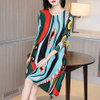 Mother's Age Reduction Print Dress Spring 2021 New Women's Loose Plus Size Pleated Dress