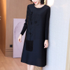 High End Foreign Style Pleated Small Black Dress Spring Dress 2021 New Women's Loose Plus Size A-line Pleated Dress