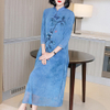Chinese Style Retro Modified Cheongsam Dress Mother's Spring Dress New Women's Middle Length Slim Temperament Dress