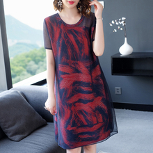 Summer Women Pleated Print Dress Dimands Elegant Casual Big Size Dress