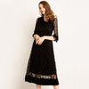 Wrinkle 2019 New Dresses Pleated Solid Color V-neck Lace Velvet Boutique Elegant Dresses