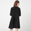 Mesh Ear Women Pleated Bar Wood Ear Mesh 7-sleeve Static Color Dress