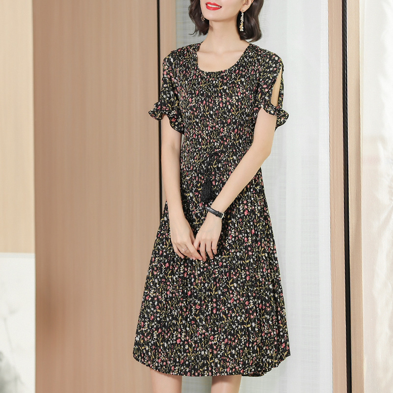 Fashion Printed Large-size Pleated Dresses Summer 2019 New Women's Elegant Dresses