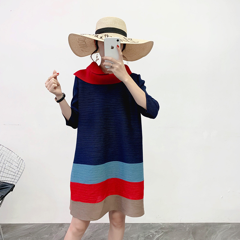 autumn And Winter 2019 Show Women Pleated Dress New Color Big Size Dress