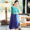 Women Casual Pleated Fashion Contrast Single Breasted Dress Spring 2020 New Loose Large Dress