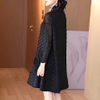 High End Temperament Black Long Sleeve Dress Women's Autumn And Winter New Plus Size Pleated Dress