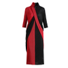 French Style Lady Dress Spring Dress 2021 New Women's Contrast Color Black And Red Patchwork Dress