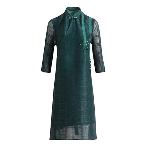 Pleated Mesh Nail Bead Large Size Dress Spring 2021 New Women's Loose A-line Pleated Dress