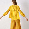 Spring And Summner Round Neck Women's Lantern Sleeve One Button Pleated Shirt
