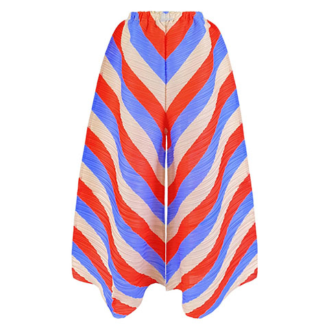 Pleated Wide Leg Pants Women 2021 New Spring Printing Red And Blue Stripe Women's Wear Flared Pants High Waist Pants