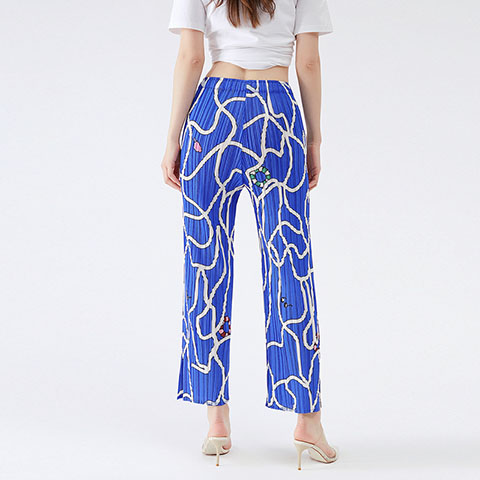 2021 Spring New High Waisted Slim Straight Pants Femininity Pleated Lines Loose Casual Pants