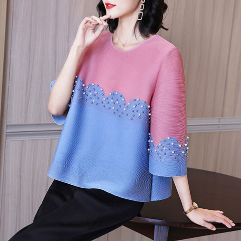 Spring And Summer Foreign Style T-shirt Women's Loose Medium Length 2021 New Fashion Simple Color Blouse
