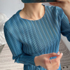 Pleated Round Neck Top Women's New Style In Spring And Summer 2021 Commuting High Stretch T-shirt