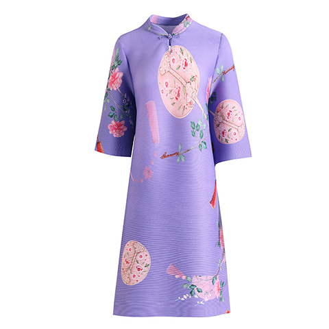 Lady's Modified Cheongsam Dress Spring 2021 New High-end Women's Foreign Style Mother's Age Reducing Plus Size Pleated Dress