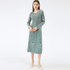 Autumn And Winter New Women's Long Sleeve Waist Skirt French Retro Temperament Printed Pleated Dress