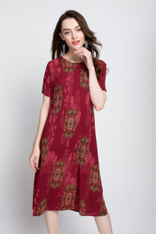 Autumn Women Pleated Fashion New Tidal Dress Loose Print Dress