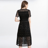 Mesh Sleeve Dresses Summer New Pleats Black Elegant Fashion Dresses