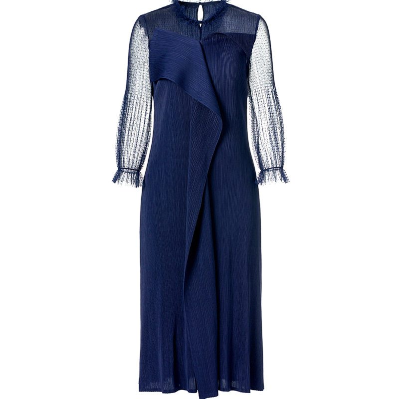 New Spring Summer Dresses Lady Elegant Lace Lantern Sleeve Slim Large Size Dresses