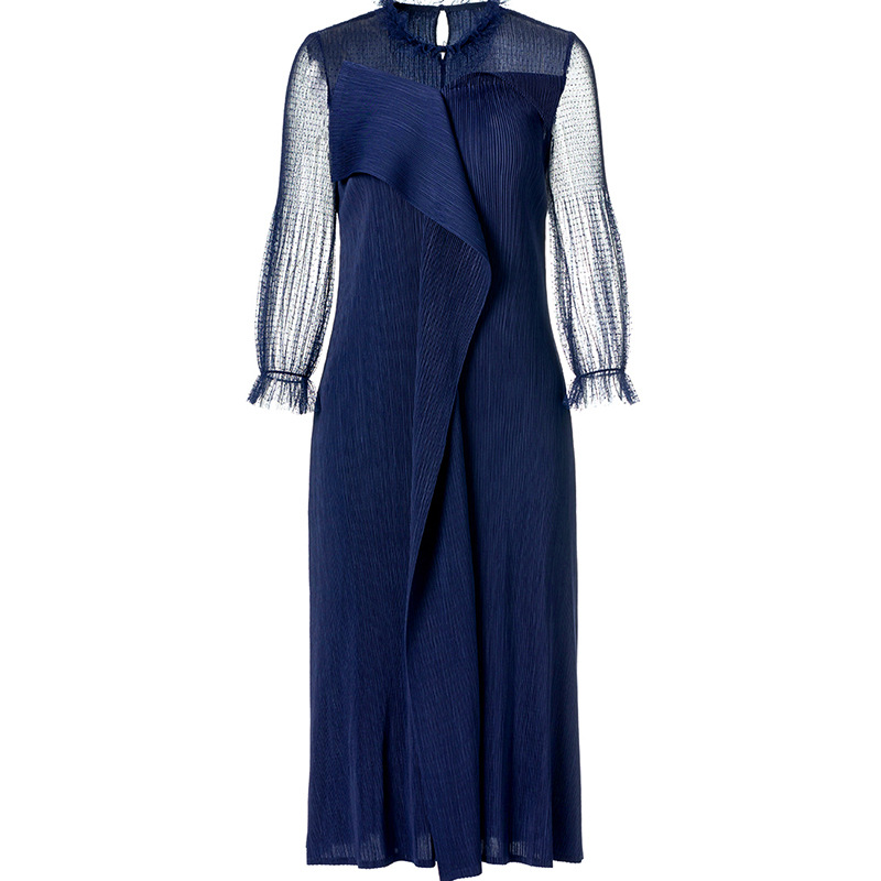 New Spring Summer Dresses Lady Elegant Lace Lantern Sleeve Slim Large Size Dresses