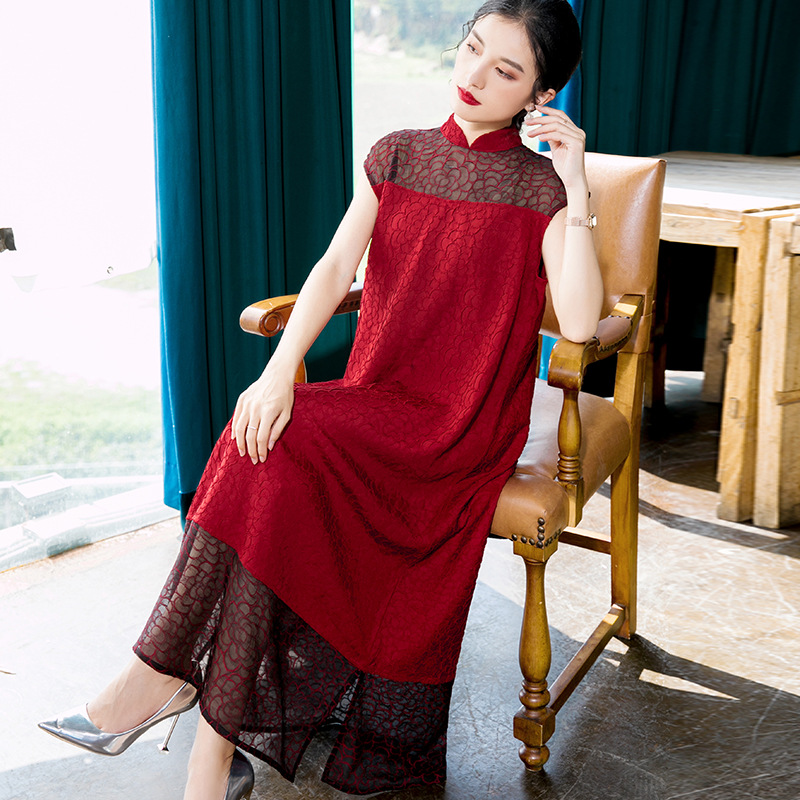Chinese Style Retro Embroidered Dress 2020 Summer New Women's Mother's Loose Large Dress