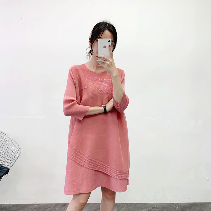Women Spring 2020 Pleated Loose Big Size Fashion Dress