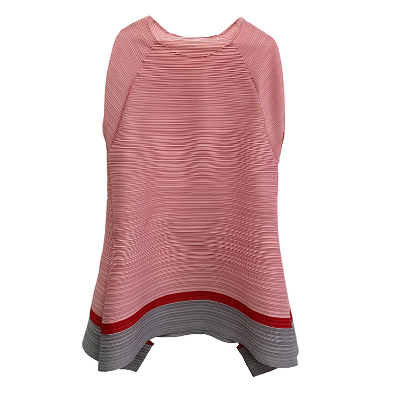 Pleated Dress 2020 Summer New Color Contrast Large Size Pleated A-line Dress