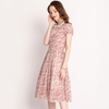 Summer Women Pleated Print Dress Lady Elegant Dresses