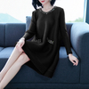 Women Pleated Dress Solid Color Loose Long Sleeves Lady High End One Piece Dress