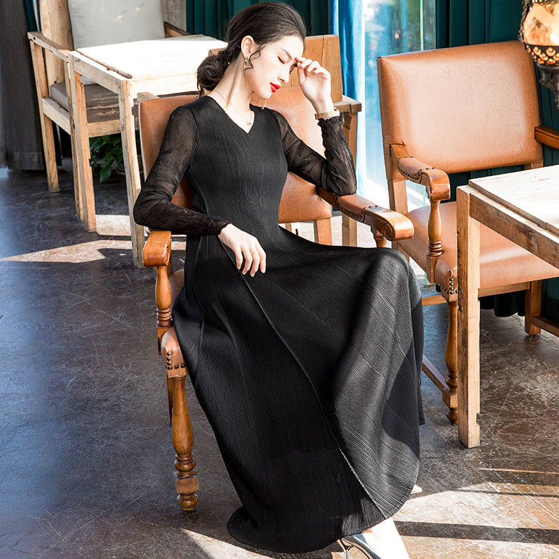 Spring 2020 Trend Women Pleated Dress Long Sleeve Large Dress New Loose Dress