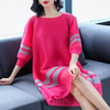 2019 Fashion Mesh Striped Loose Large-scale Temperament Pleated Dress Lantern Sleeves