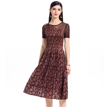 High End Original Wrinkle Short Sleeve Long Fashion Big Size Women's Dress.
