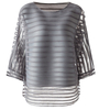 Fashion Striped Mesh Stitching Tops Spring 2019 New Pleated Women Loose Chiffon Shirt