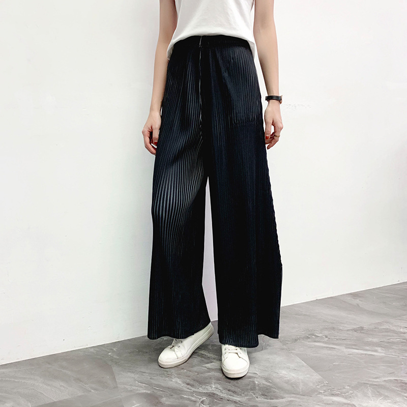 Women Pleated Solid Color Pleated Pants 2020 Spring New Casual Pants Large Wide Leg Pants