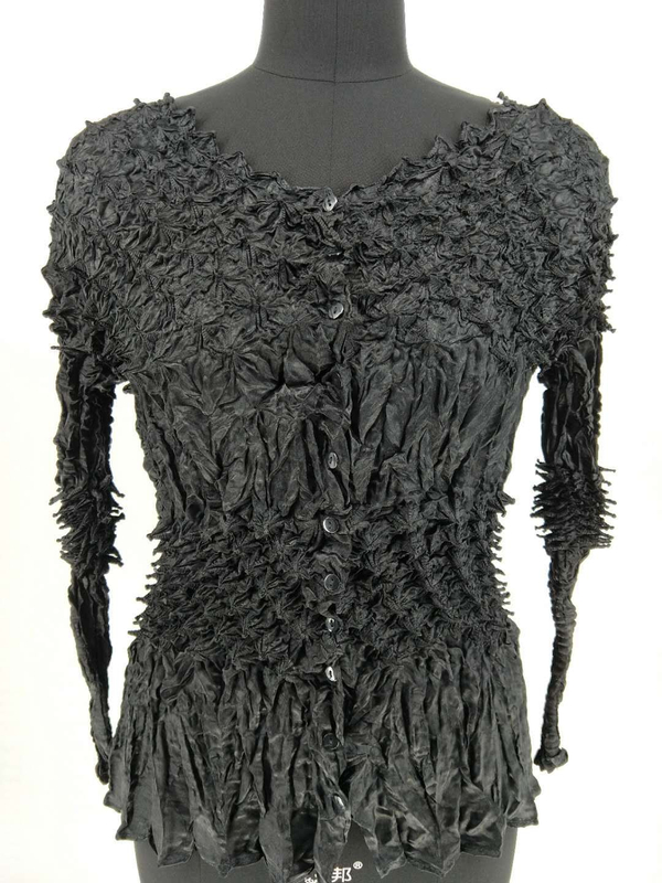 European Fashion Long Sleeved Loose pleated Formal V-neck Button Full Women's Shirt