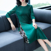 Women Pleated Fashion New Print Lady Elegant Loose Big Size High Quality Elastic Long Dress