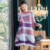 Spring New 2020 Women's A-line Dress Striped Print Loose Pleated Dress