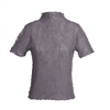 Temperament High Neck Short Sleeve Tops Women's Simple Slim Pleated T-shirt