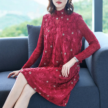 Women Pleated Embroidery Beaded Loose Fashion New Dresses