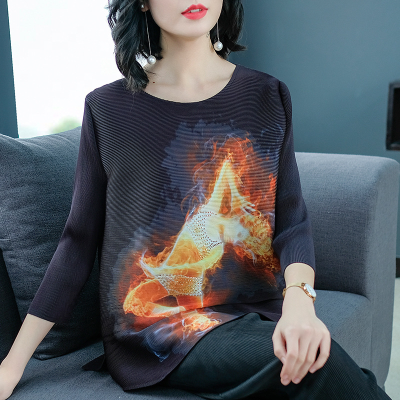 Spring Women Fashion New Tidal Loose Pleated Tops Shirts