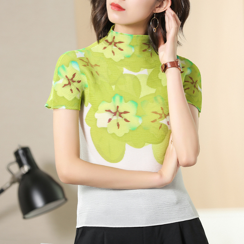 Women's Summer Short Sleeves Floral Print Tops New Big Size Printed Popular Shirt