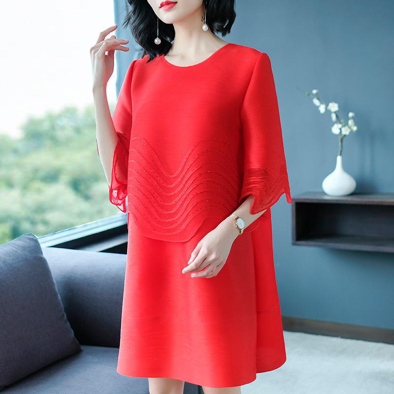 Spring Women Pleated Dress Fashion New Popular Big Size Dresses