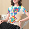 Summer Women Fashion Pleated blouse Short Style 2019 New Large Size Printed Tops