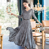 Pleated Large Dress 2020 Spring New Women's Long Slim Dress