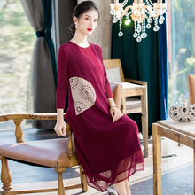 2020 Spring New Casual Loose Fake Two Piece Pleated Large Dress