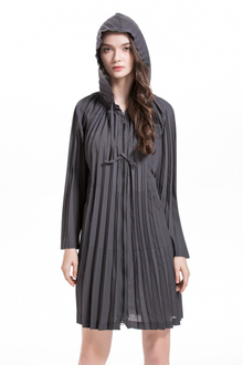 Autumn Women Pleated Hooded Coat Autumn New Loose Large Jacket