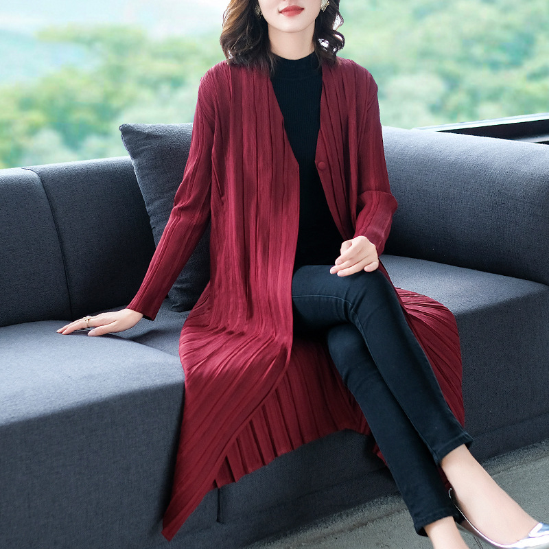 Winter Autumn Women Pleated Fashion New Tidal Long Sleeves Jacket Loose Popular Tidal Coat